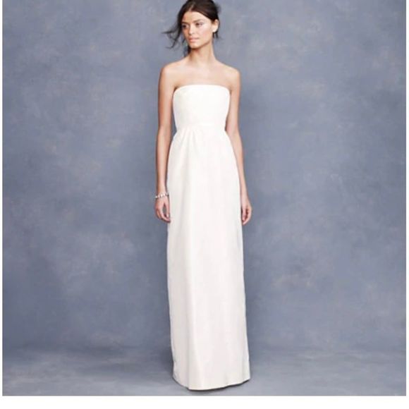 J Crew Clarice 100% Silk Taffeta Strapless Corset Bodice Bridal Long Dress 0 - Picture 4 of 5